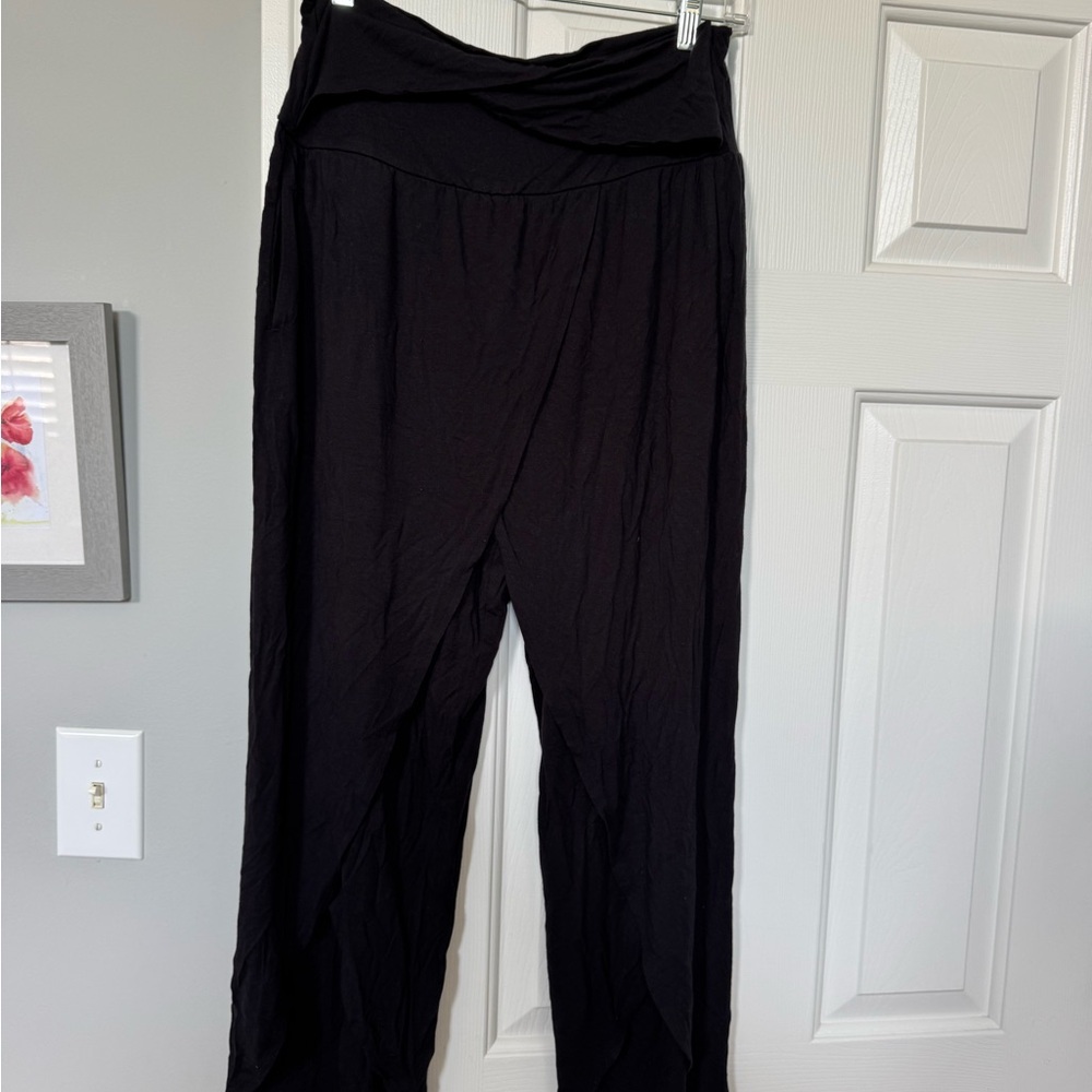 Athleta Black Fold-Over Waist Lounge Pants